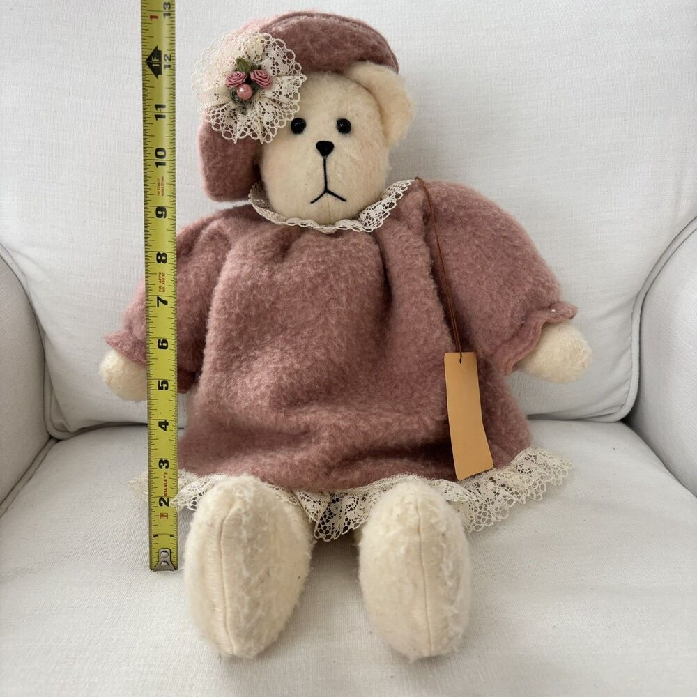 Vintage Handmade Wool Teddy Bear w/ Dress & Hat 23" Soft Stuffed Plush Victoria - Picture 12 of 14